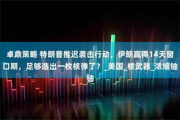卓鼎策略 特朗普推迟袭击行动，伊朗赢得14天窗口期，足够造出一枚核弹了？_美国_核武器_浓缩铀